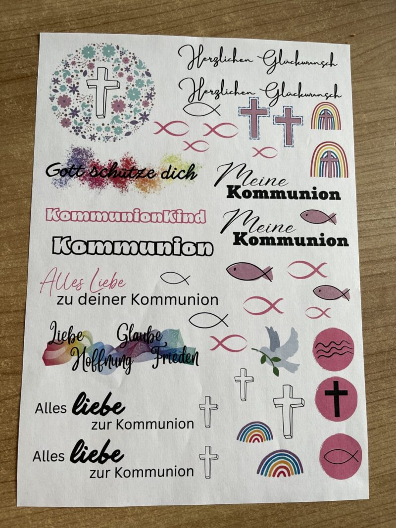 Kerzentattoo Kommunion blau/grün/rosa – Bild 4