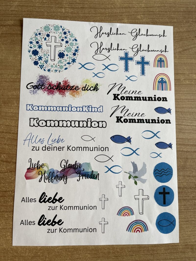 Kerzentattoo Kommunion blau/grün/rosa – Bild 2