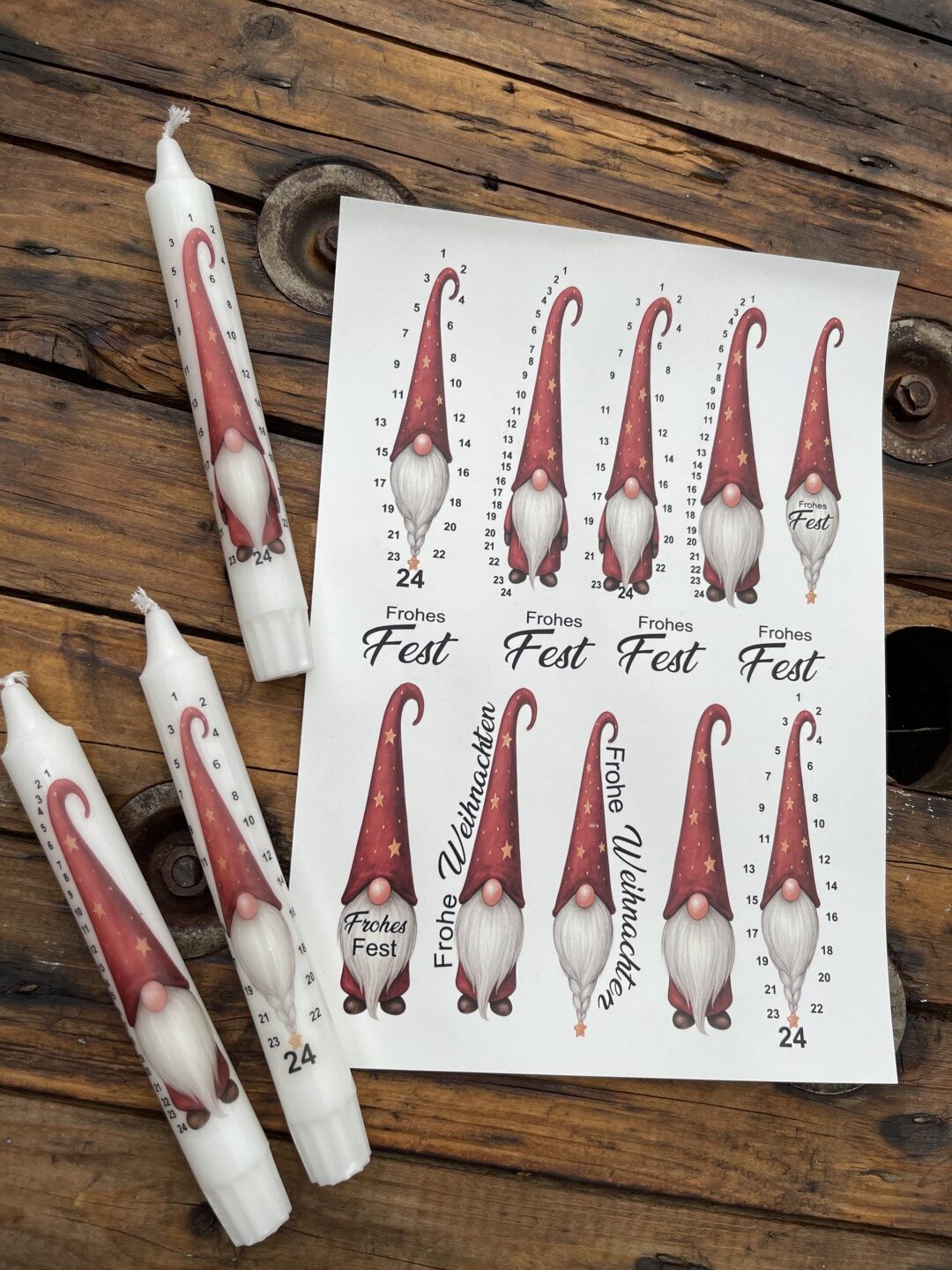 Kerzentattoo Adventskalender-Weihnachtsmann